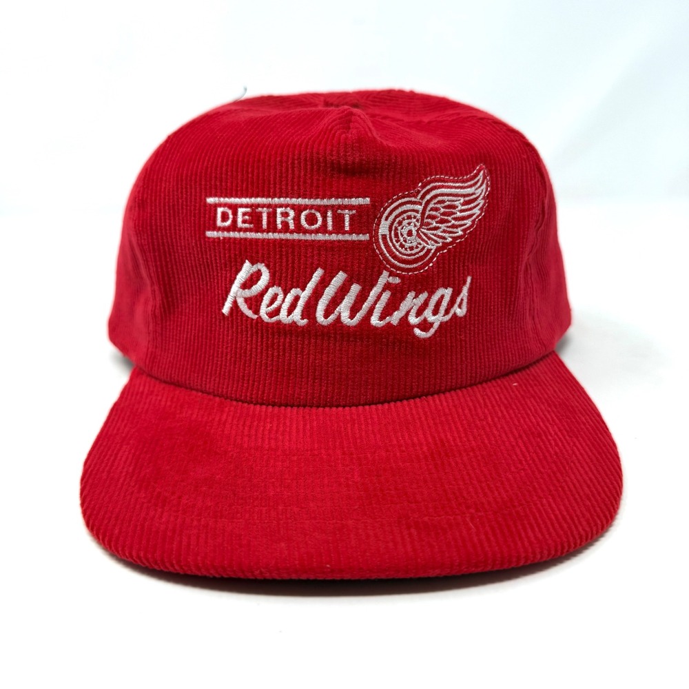 Vintage Competitor NHL Detroit Red Wings Red Corduroy Snapback Hat Cap One Size